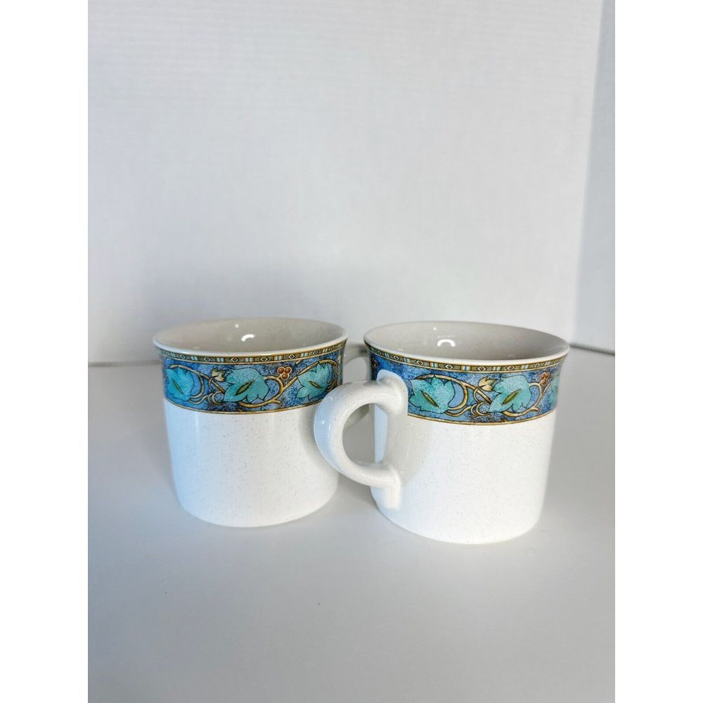 Retro Mug Pair Studio Nova Village Trail Cup‎ Discontinued Vintage